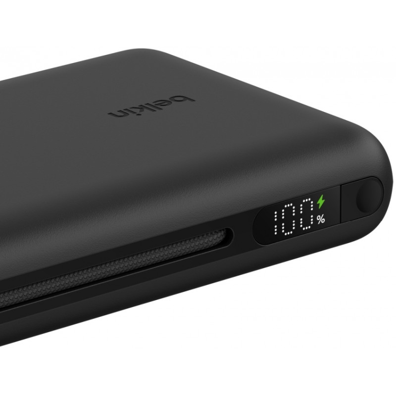Акумулятор портативний Power Bank Belkin 25000мА·год, з інтегрованим кабелем USB-C, чорний BPB039HQB