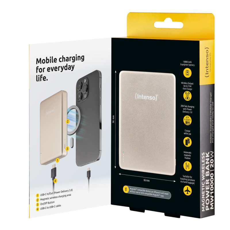 Портативний зарядний пристрій INTENSO USB 10000MAH MAG CHAMPAGNE MW10000 7344031