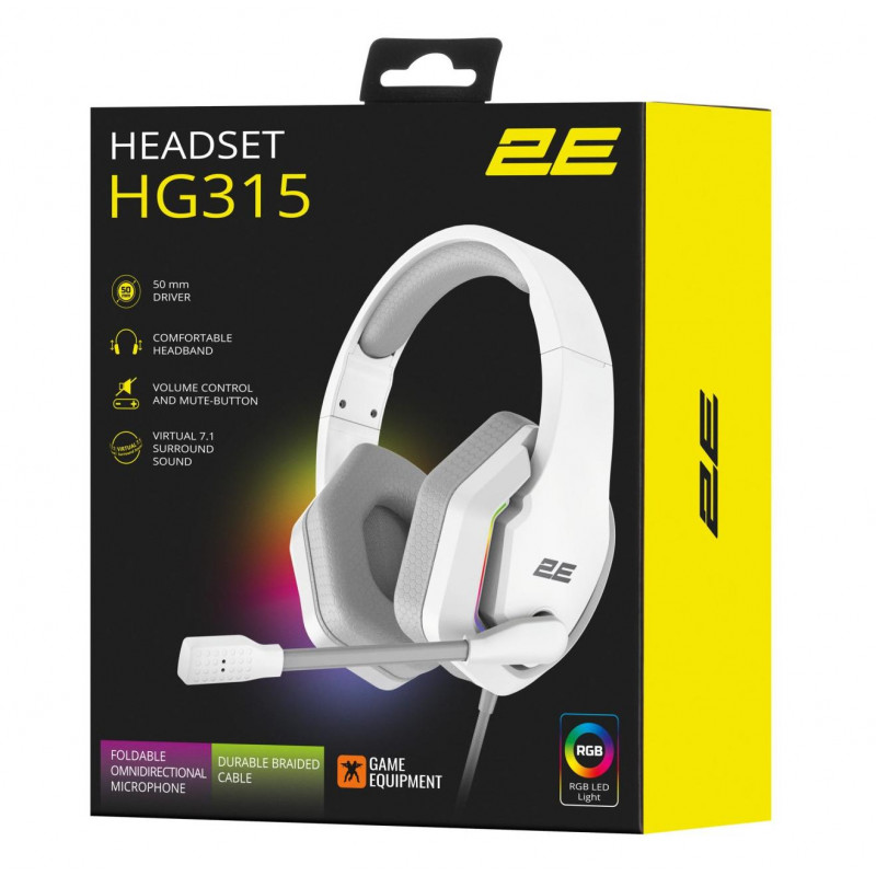 Гарнітура ігрова 2E GAMING HG355, 7.1,білий 2E-HG355WT-7.1