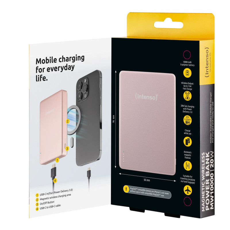 Портативний зарядний пристрій INTENSO USB 10000MAH MAG ROSE MW10000 7344033
