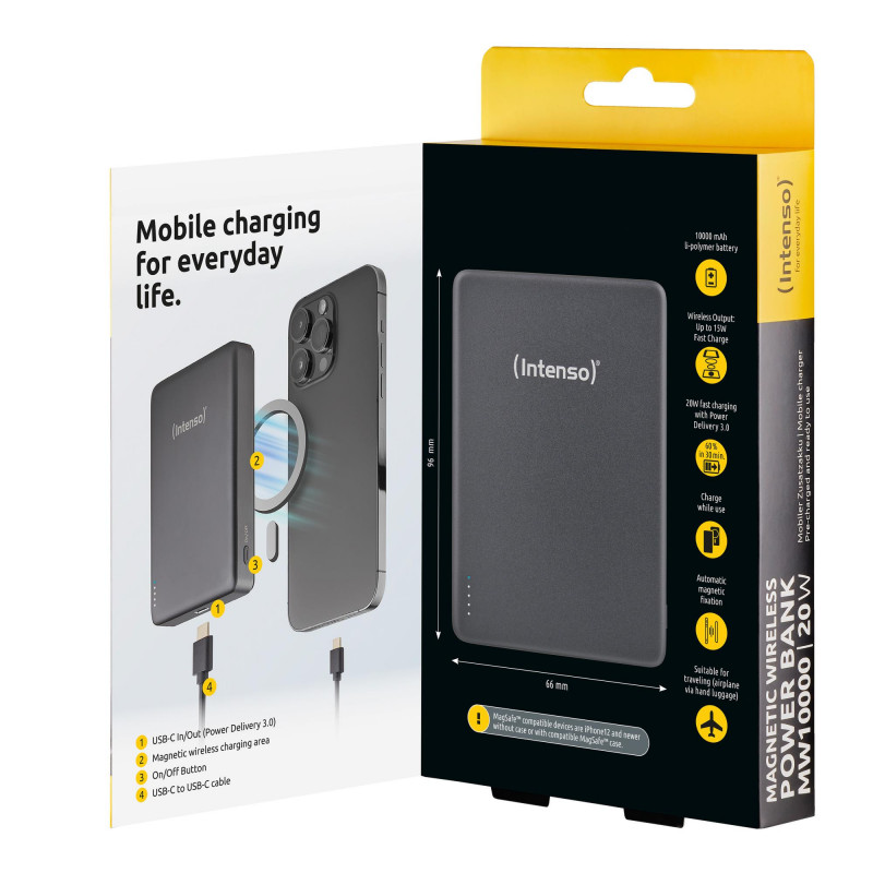 Портативний зарядний пристрій INTENSO USB 10000MAH MAG GREY 7344034