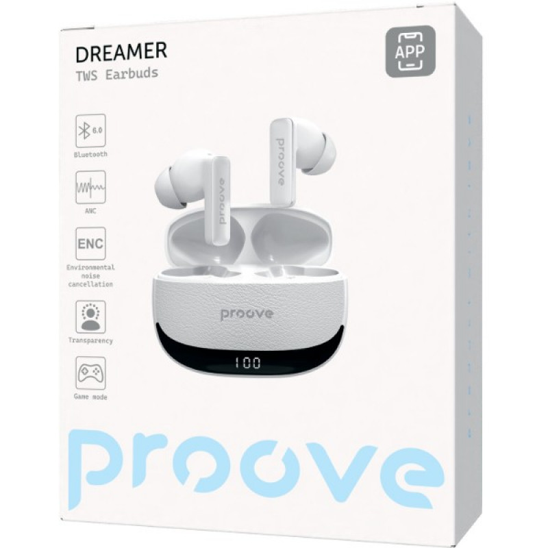 Навушники Proove Dreamer TWS with ANC (APP) white