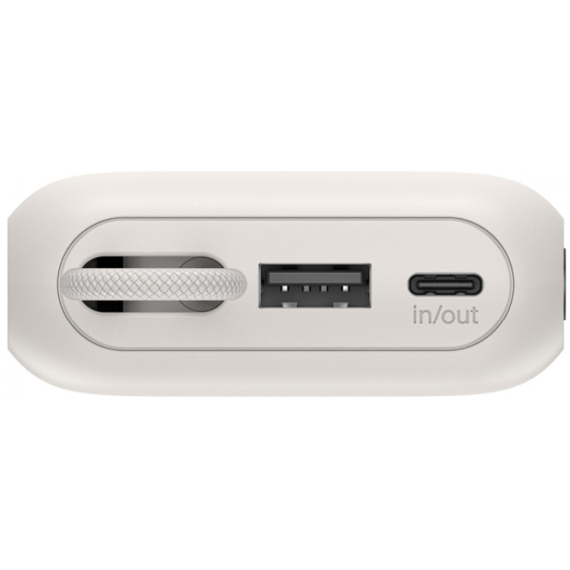 Акумулятор портативний Power Bank Belkin 10000мА·год, з інтегрованим кабелем USB-C, пісочний BPB029H
