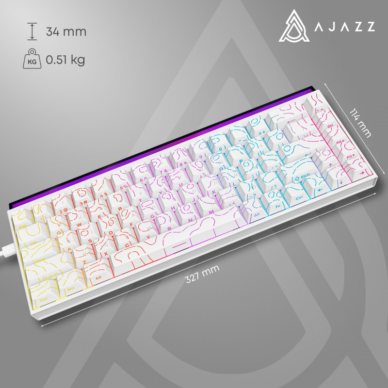 Дротова механічна клавіатура Ajazz NK68 Red switches Side contour White (NK68-R-S-W)
