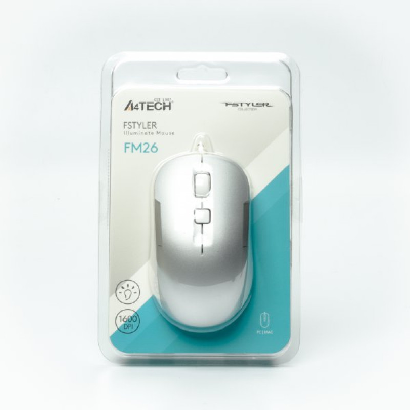 Миша A4Tech Fstyler FM26 (Icy White),USB