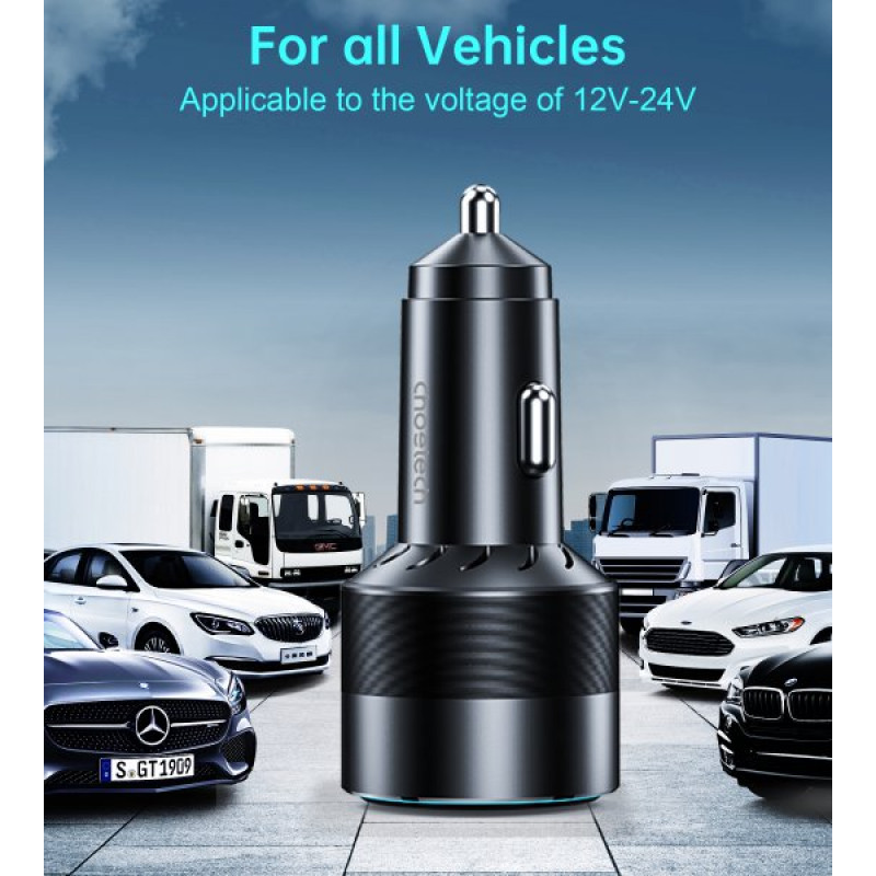 Автомобільний зарядний пристрій TC0011-BK, 3 порти, 130Вт, QC3.0+PD, чорний