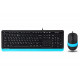Комплект A4Tech Fstyler F1010, клавіатура з мишою, USB, чорний+блакитний