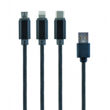 Зарядний кабель USB 3-в-1 Cablexpert, AM/Lightning/Micro/Type-C, 1.0 м. CC-USB2-AM31-1M