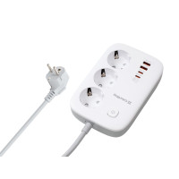 Мережевий фільтр з зарядкою СolorWay 3 розетки/4USB GaN3 Pro PD (2USB-A + 2 TYPE-C) (65W) White 2M (