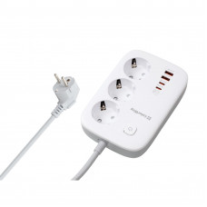 Мережевий фільтр з зарядкою СolorWay 3 розетки/4USB GaN3 Pro PD (2USB-A + 2 TYPE-C) (65W) White 2M (