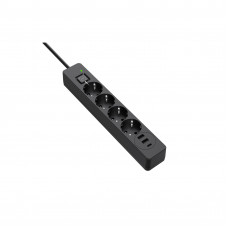 Мережевий фільтр-подовжувач СolorWay 4 розетки/3USB (2USB-A + 1 TYPE-C) (24W) Black 2M