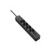 Мережевий фільтр-подовжувач СolorWay 4 розетки/3USB (2USB-A + 1 TYPE-C) (24W) Black 2M