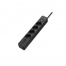 Мережевий фільтр-подовжувач СolorWay 4 розетки/3USB (2USB-A + 1 TYPE-C) (24W) Black 5M