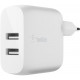 Зарядний пристрій мережевий Belkin 24Вт 2хUSB-A, білий WCB002VFWH