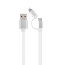 Кабель Cablexpert CC-USB2-AM8PmB-1M-SV, USB 2.0 AM-папа/Lightning+mUSB, 1.0 м.
