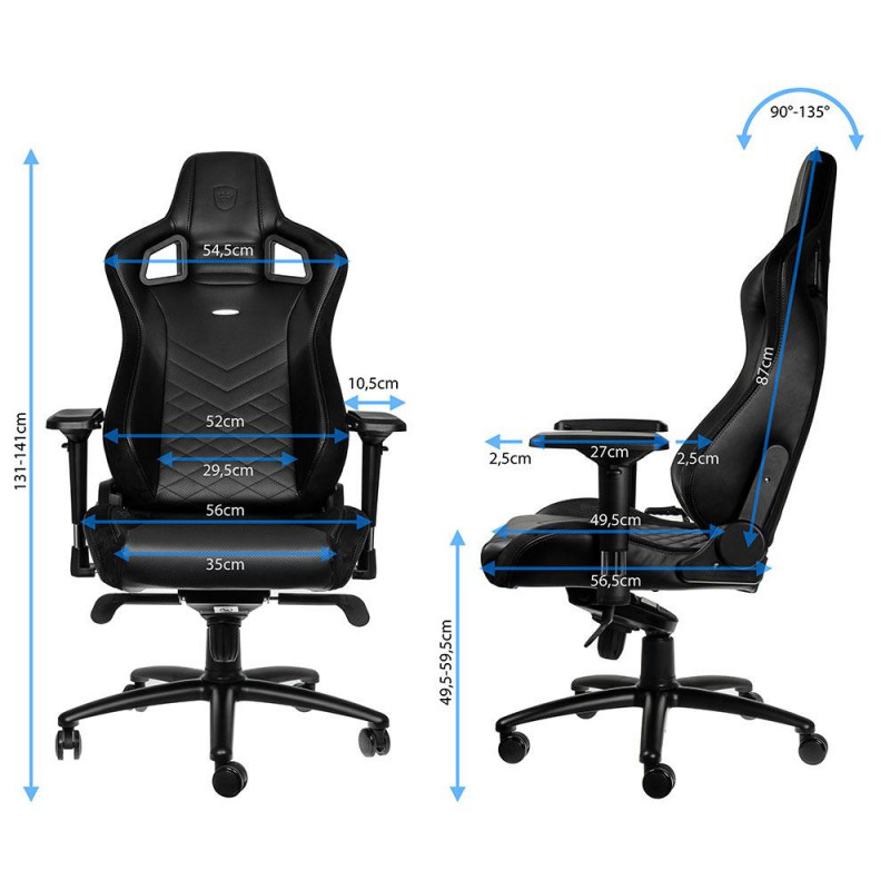 Ігрове крісло Noblechairs EPIC штучна шкіра, чорний NBL-PU-BLA-002