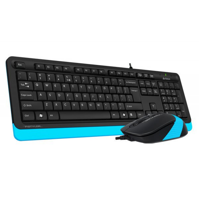 Комплект A4Tech Fstyler F1010, клавіатура з мишою, USB, чорний+блакитний