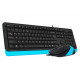 Комплект A4Tech Fstyler F1010, клавіатура з мишою, USB, чорний+блакитний