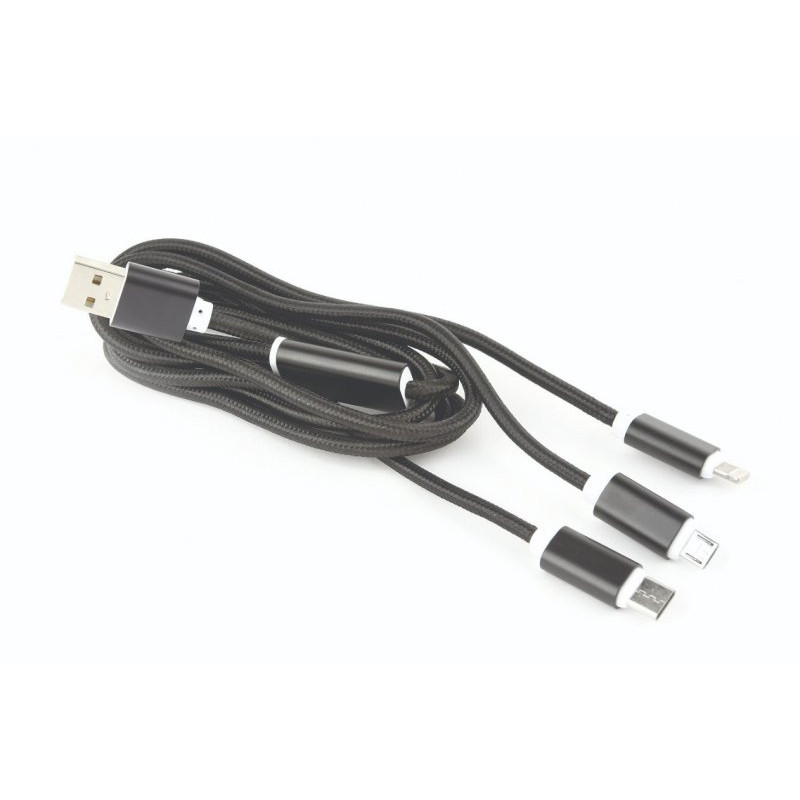 Зарядний кабель USB 3-в-1 Cablexpert, AM/Lightning/Micro/Type-C, 1.0 м. CC-USB2-AM31-1M