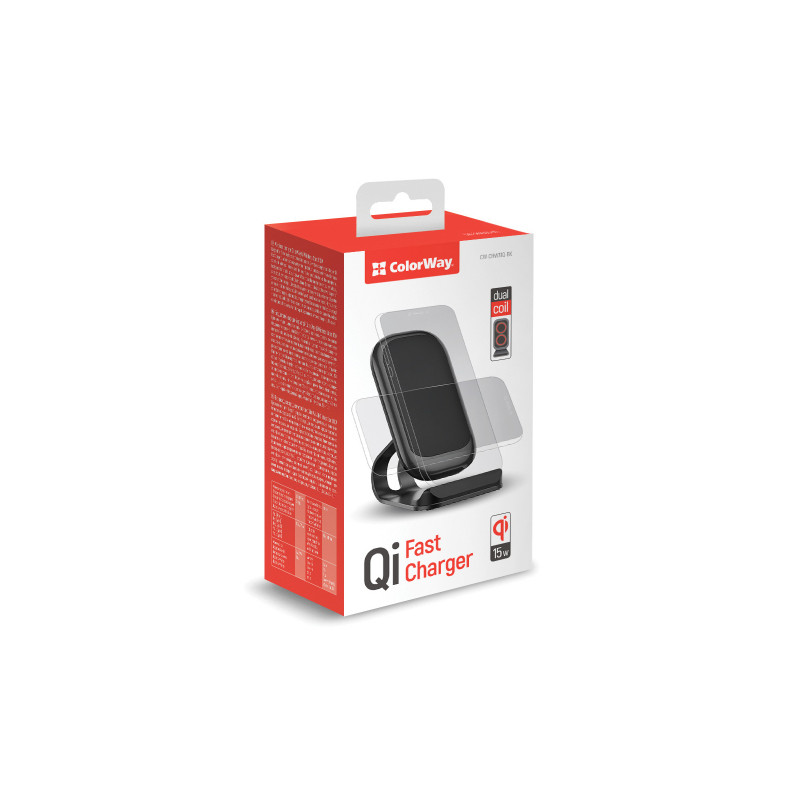 Зарядний пристрій бездротовий СolorWay Wireless Stand 15W Black (CW-CHW31Q-BK)
