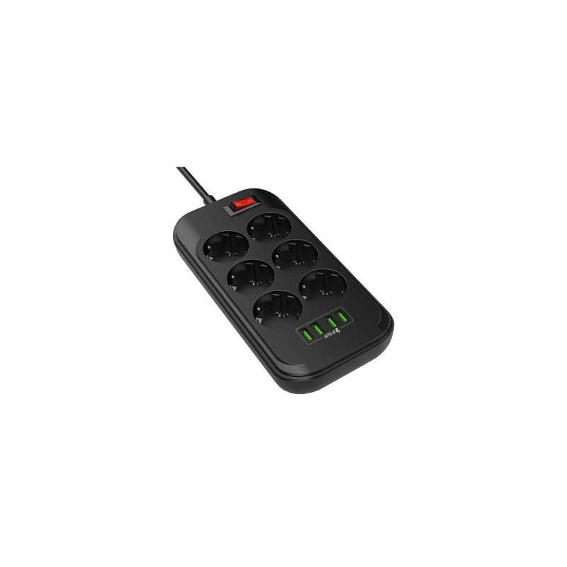 Мережевий фільтр з зарядкою СolorWay 6 розеток/4USB Black 2M (CW-CHE64B)