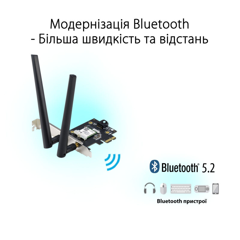 WiFi-адаптер ASUS PCE-AXE5400 Bluetooth 5.2 PCI Express WPA3 OFDMA MU-MIMO 90IG07I0-ME0B10
