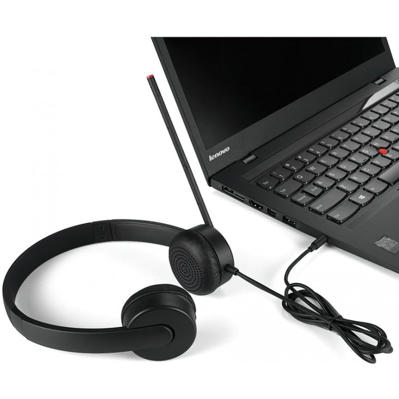 Гарнітура ПК стерео On-ear Lenovo Analog Headset, mini-jack, 1.2м, чорний 4XD0K25030