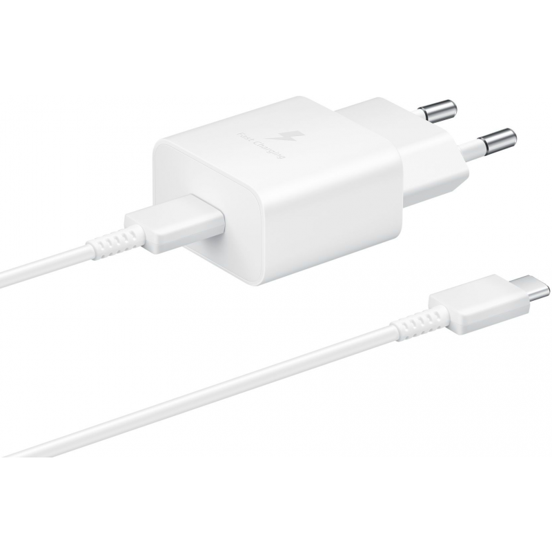 Зарядний пристрій мережевий Samsung 15Вт USB-С, кабель USB-C > USB-C, 1м, білий EP-T1510XWEGEU