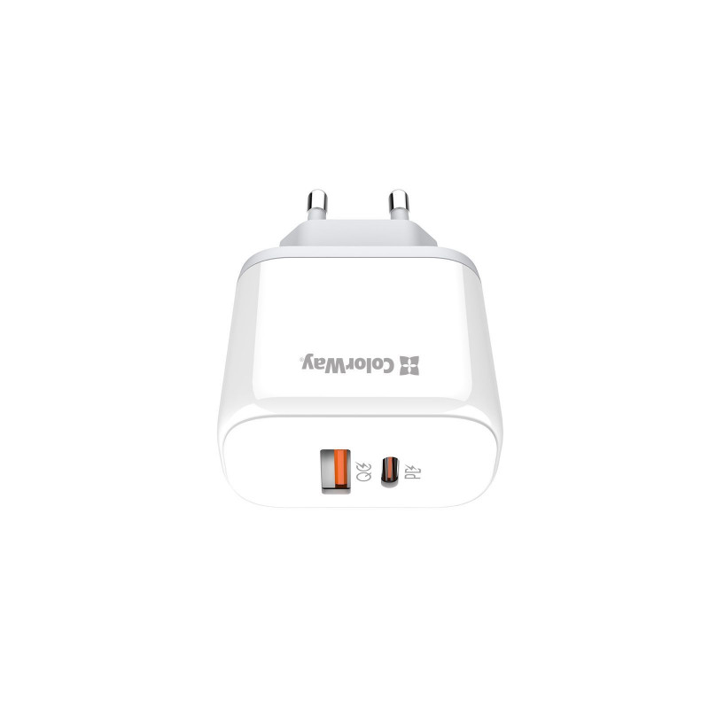 Мережевий зарядний пристрій Colorway Power Delivery Port PPS USB (Type-C PD + USB QC3.0) (45W) білий
