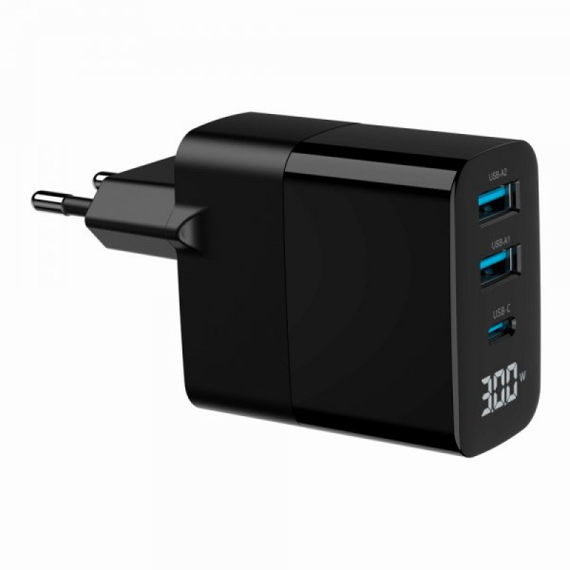 Мережевий зарядний пристрій Gembird TA-UC-PDQC30LCD-BK-02
