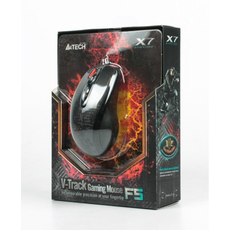 Миша ігрова A4Tech F5, V-Track, USB, чорна