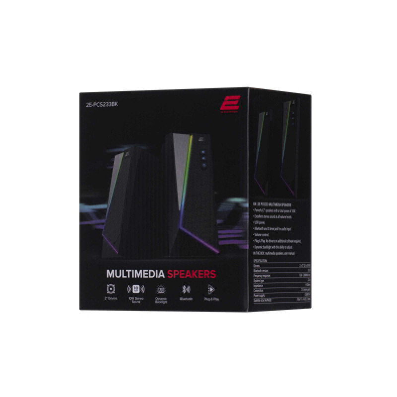Акустична система 2E PCS233 RGB, 2.0, USB, Black 2E-PCS233BK
