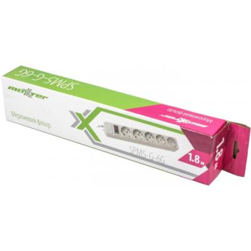 Мережевий фільтр Maxxter SPM5-G-6G 1.8м