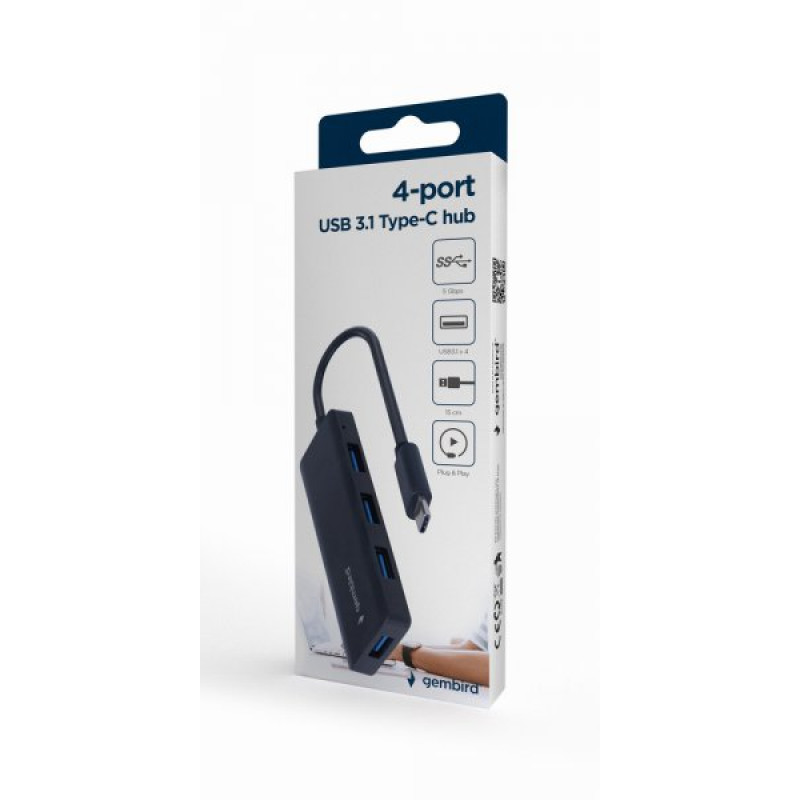 Хаб Gembird UHB-CM-U3P4-02 на 4 порти USB 3.1