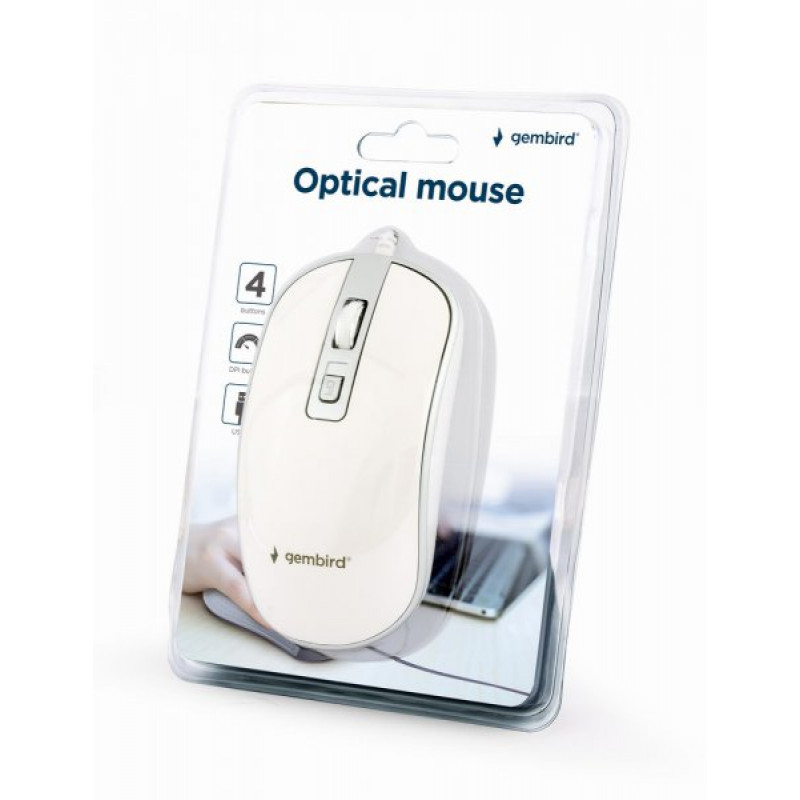 Миша MUS-4B-06-WS USB інтерфейс, бiло-сiра
