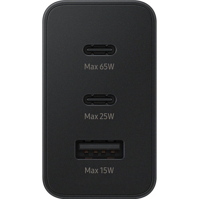 Зарядний пристрій мережевий Samsung 65Вт 2xUSB-С PD PPS/USB-A, чорний EP-T6530NBEGEU