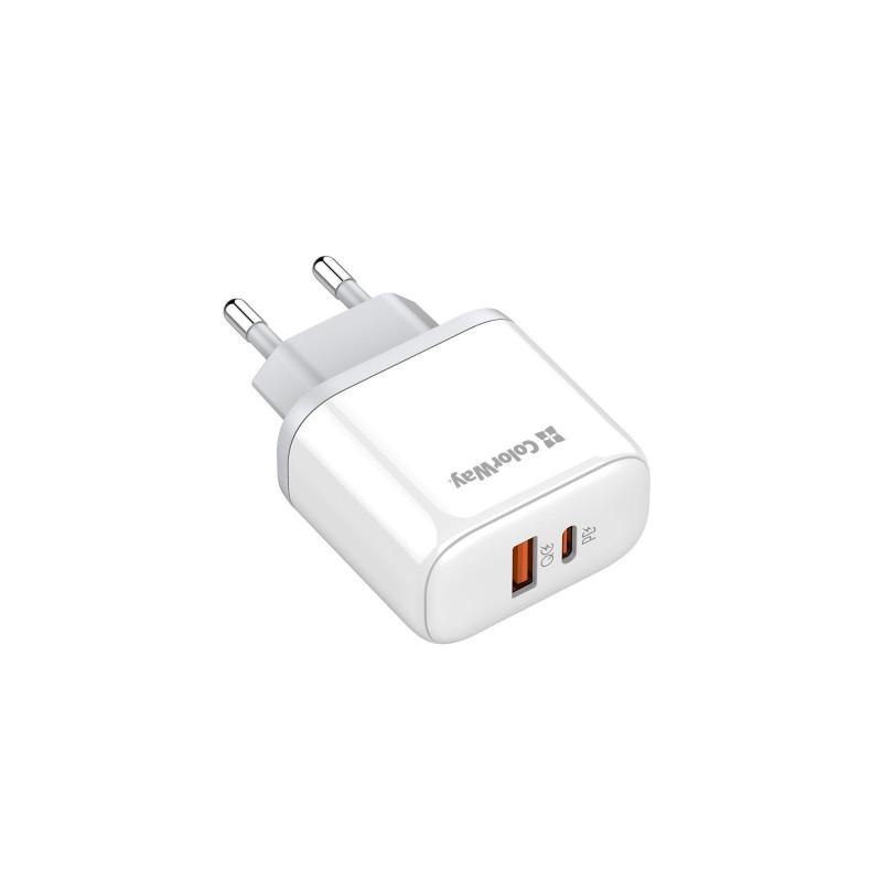 Мережевий зарядний пристрій Colorway Power Delivery Port PPS USB (Type-C PD + USB QC3.0) (45W) білий