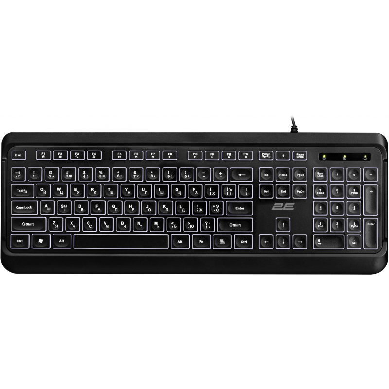 Клавіатура 2E KS120 104key, USB-A, White LED, чорний 2E-KS120UB_UA
