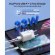 Мережевий зарядний пристрій Choetech PD5006-EU-WH, USB-A/USB-С