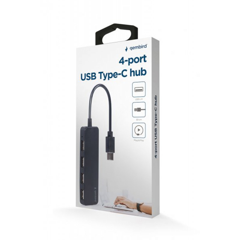Хаб Gembird Type-C на 4 порти USB 2.0 UHB-CM-U2P4-01