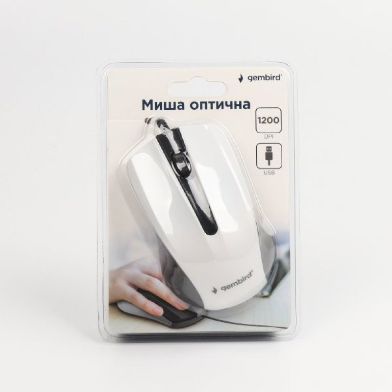 Миша Gembird MUS-101-W, USB, білий