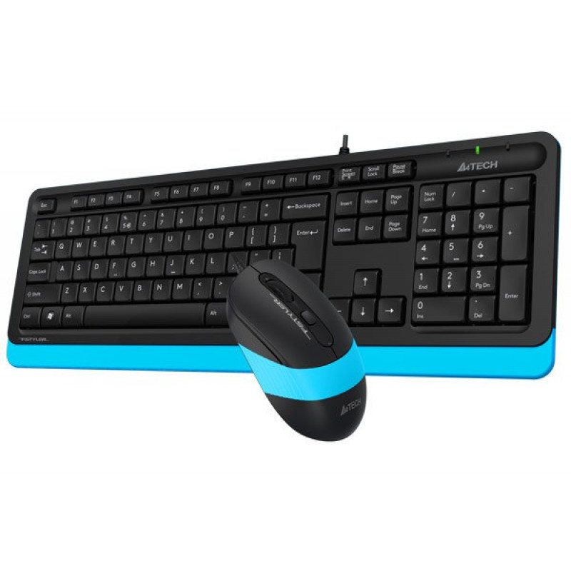 Комплект A4Tech Fstyler F1010, клавіатура з мишою, USB, чорний+блакитний