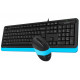 Комплект A4Tech Fstyler F1010, клавіатура з мишою, USB, чорний+блакитний