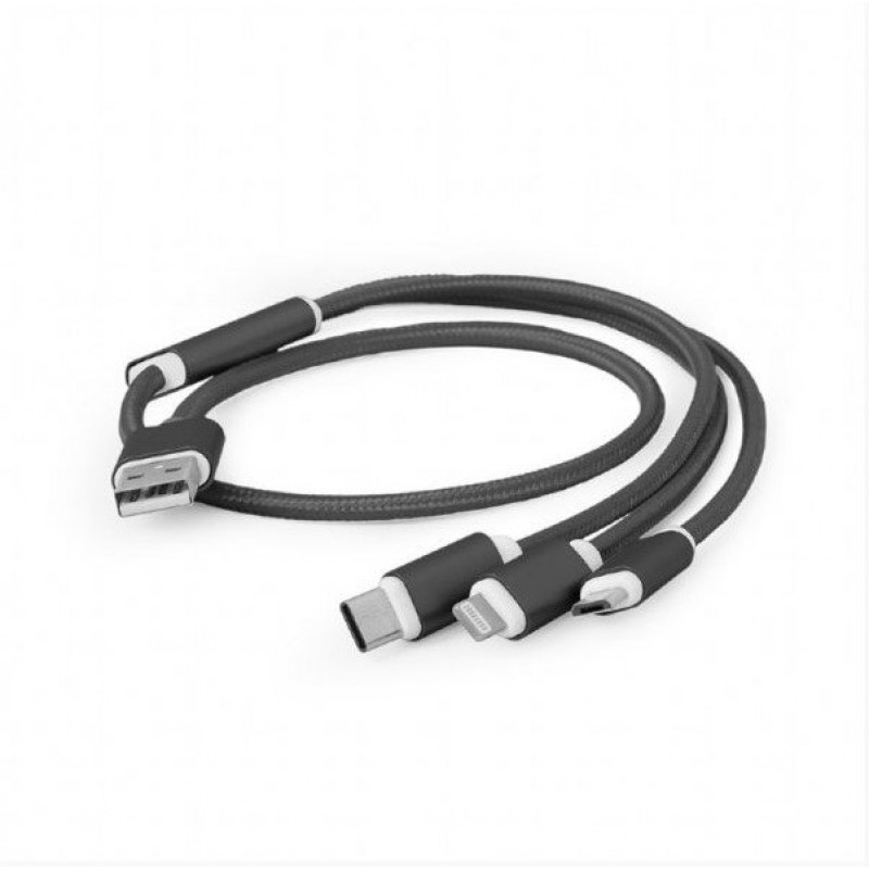 Зарядний кабель USB 3-в-1 Cablexpert, AM/Lightning/Micro/Type-C, 1.0 м. CC-USB2-AM31-1M