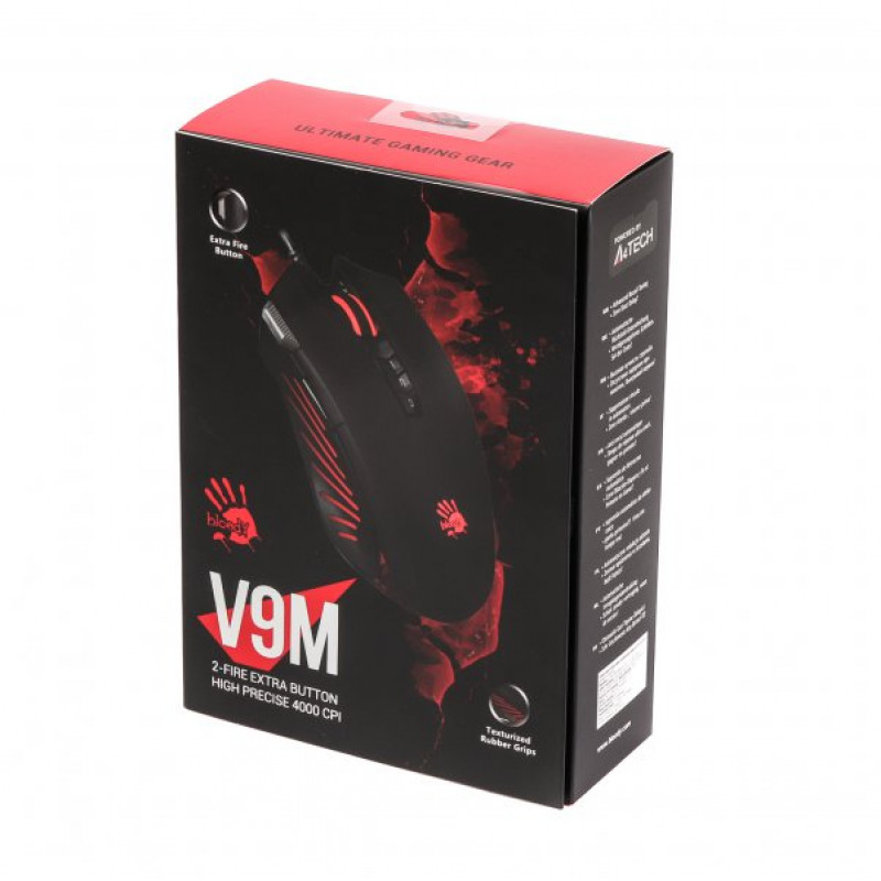 Миша ігрова A4-Tech Bloody V9M, чорна, з підсвічуванням, USB