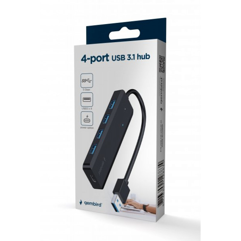 Хаб Gembird UHB-U3P4P-02 на 4 порти USB 3.1
