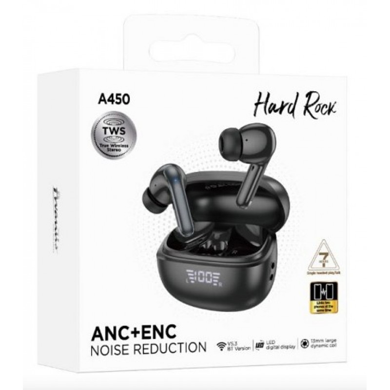 Навушники Avantis A450 Hard Rock TWS with ANC+ENC noise reduction Black