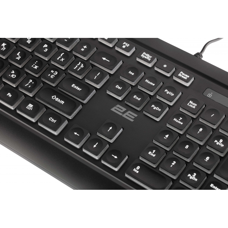 Клавіатура 2E KS120 104key, USB-A, White LED, чорний 2E-KS120UB_UA