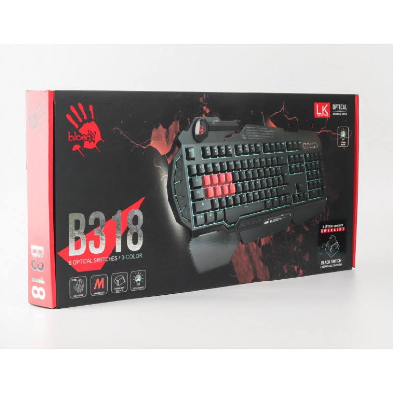 Ігрова клавіатура A4Tech Bloody B318 LK Black, чорна,USB