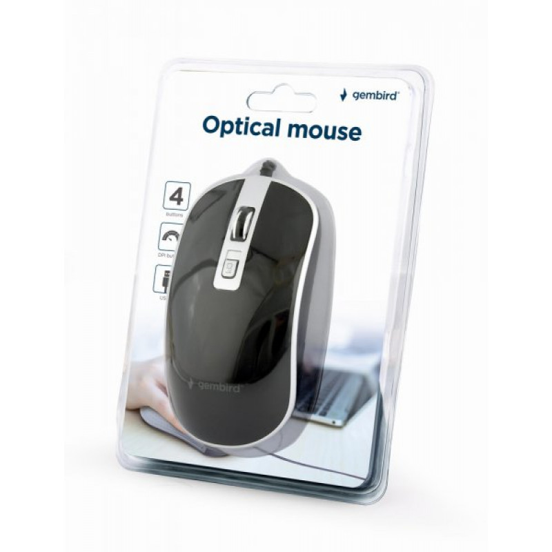Миша MUS-4B-06-WS USB, чорно-сiра